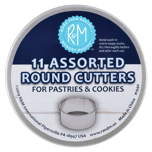 R&M International Plain Pastry Cutters Round 11 Piece Cookie Cutter Set
