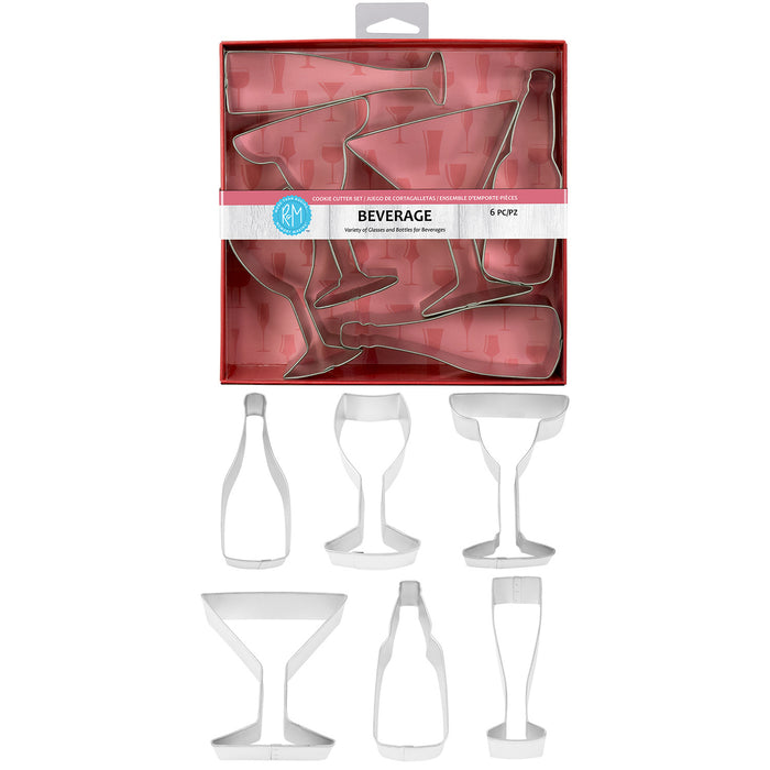 R&M International Beverage and Cocktail Theme 6 Piece Cookie Cutter Set