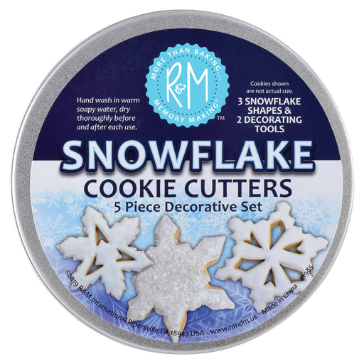 R&M International 5 Piece Snowflake Cookie Cutter Set with Storage Tin