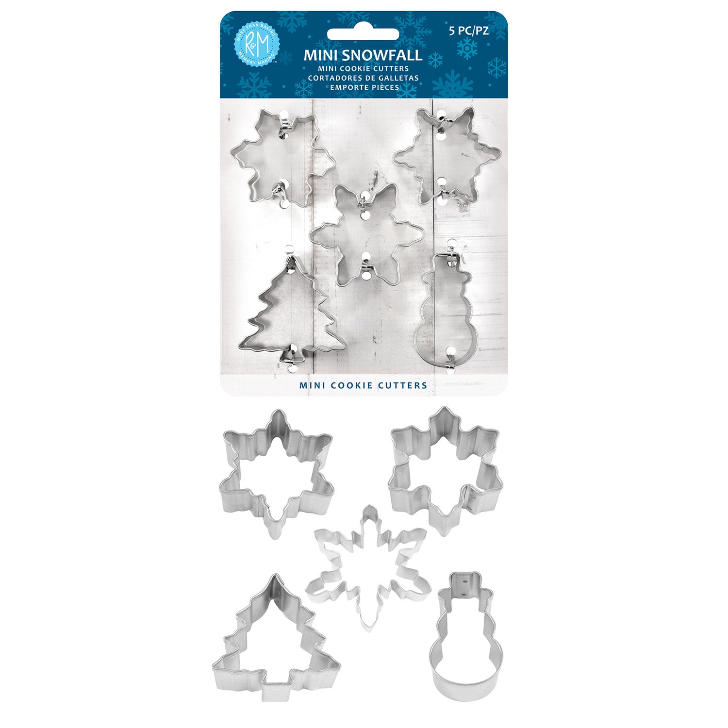 R&M International 5 Piece Mini Snowfall Cookie Cutter Set