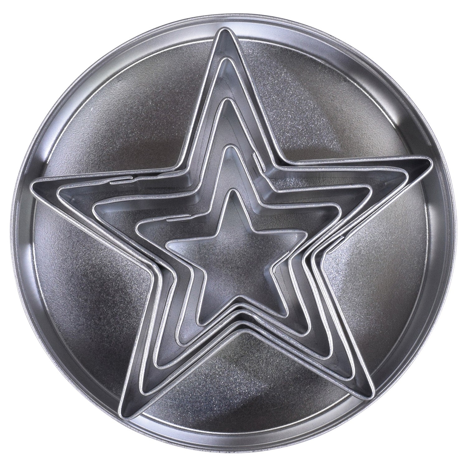 R&M International 5 Piece Star Shape Cookie Cutter Set with Storage Tin