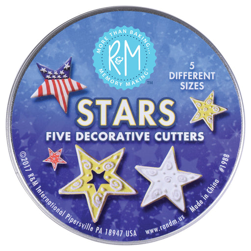 R&M International 5 Piece Star Shape Cookie Cutter Set with Storage Tin