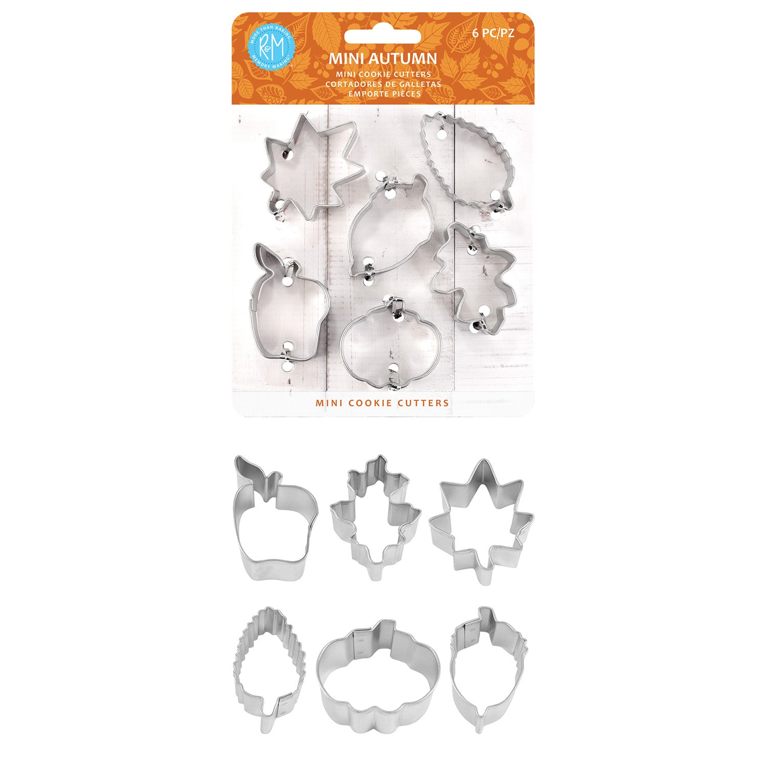R&M International 6 Piece Mini Leaf Cookie Cutter Set