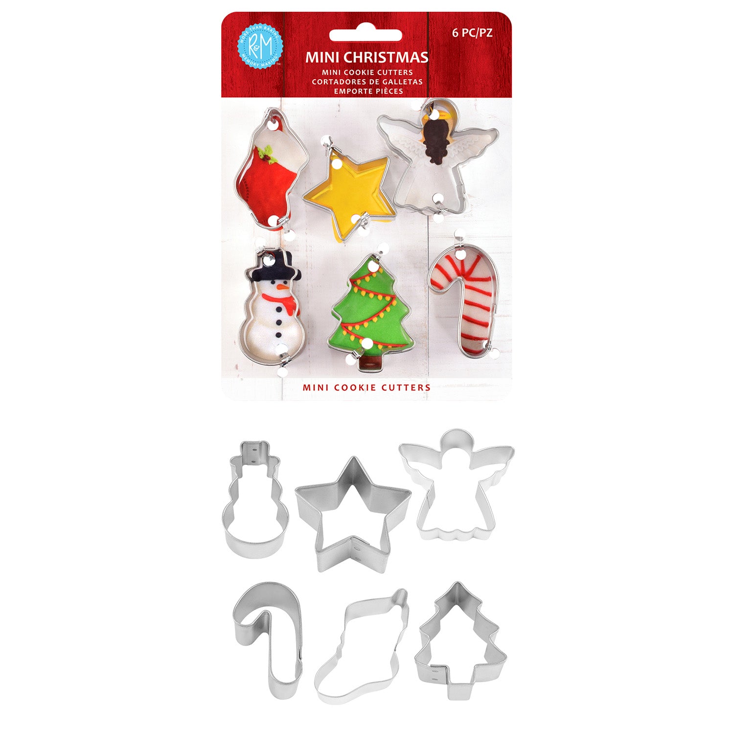 R&M International 6 Piece Mini Christmas Cookie Cutter Set