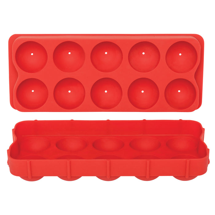 HIC Silicone Cannonball Ice Ball Mold Tray, Red