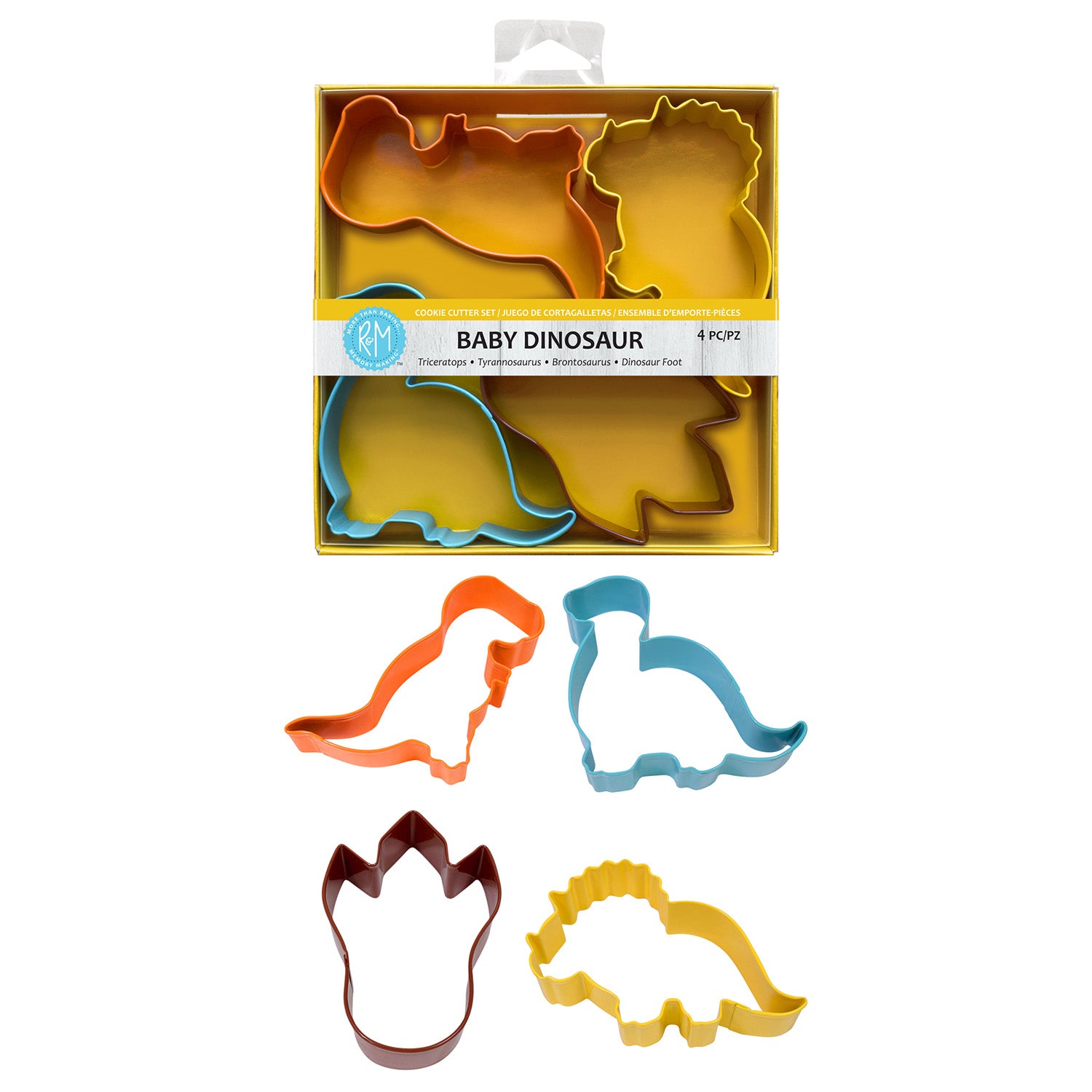 R&M International Color Dinosaur 4 Piece Cookie Cutter Set