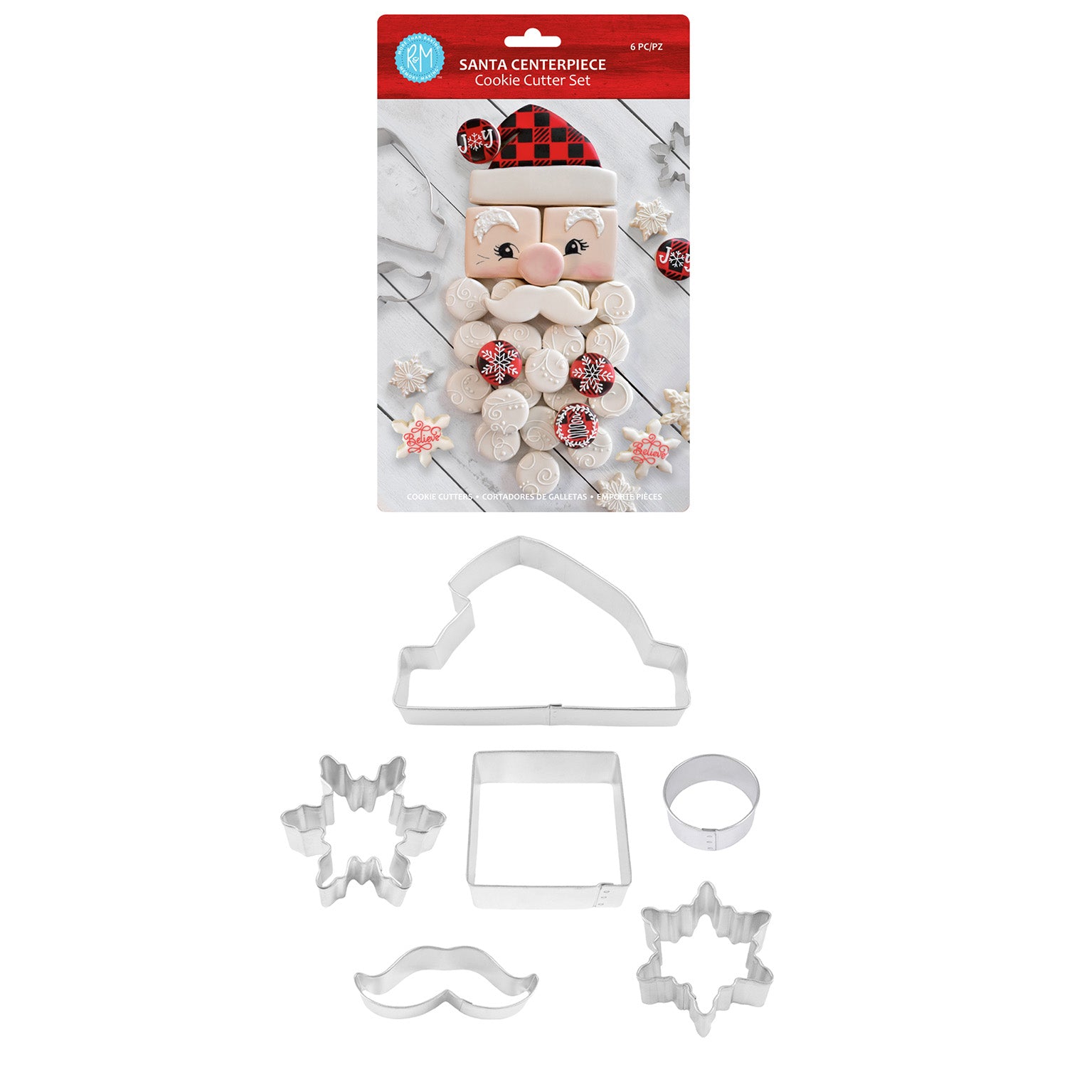 R&M International Santa Centerpiece 6 Piece Cookie Cutter Set