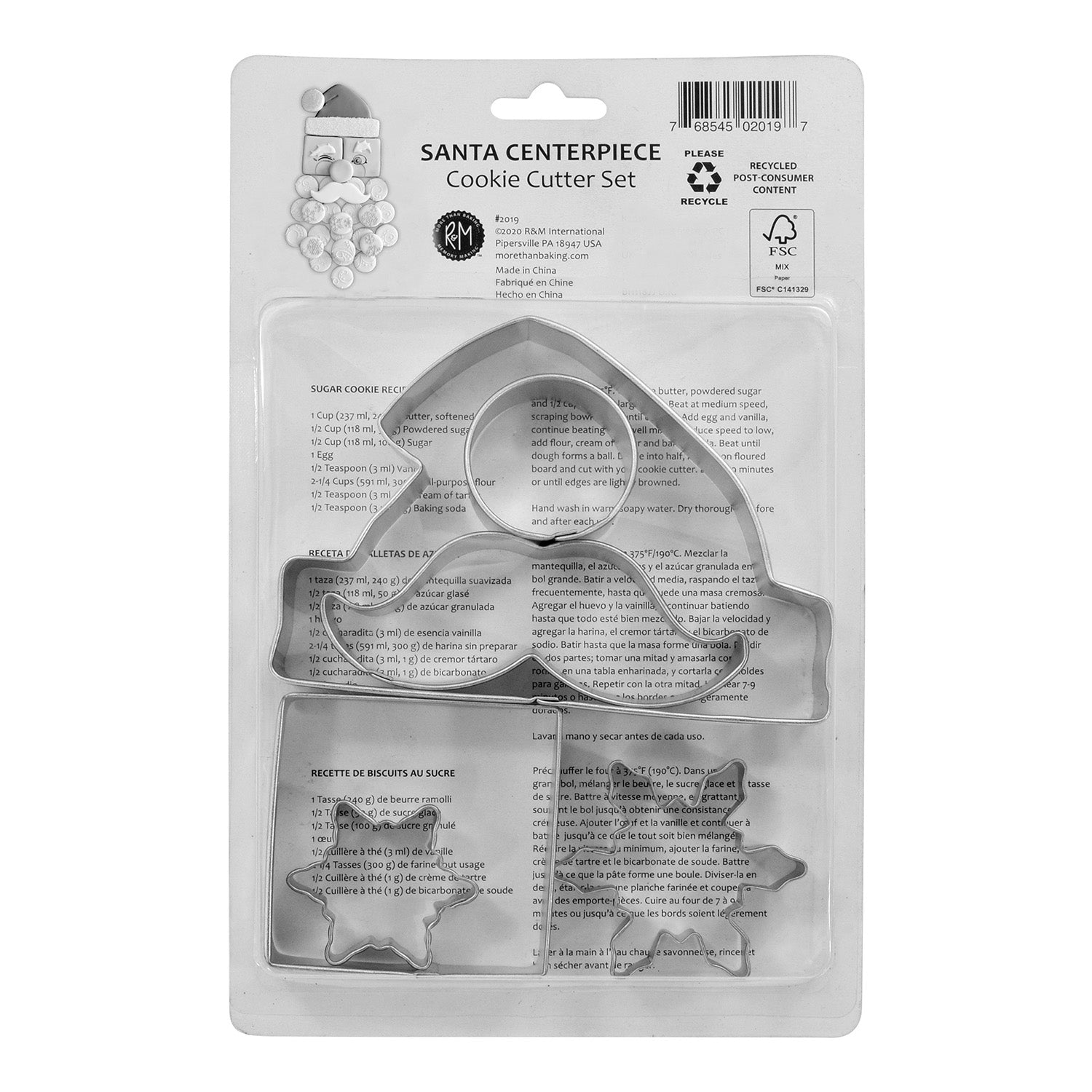 R&M International Santa Centerpiece 6 Piece Cookie Cutter Set