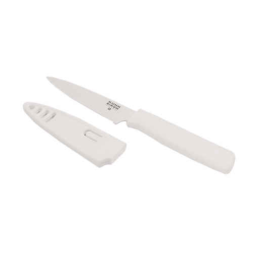 Kuhn Rikon Colori Non-Stick Straight Paring Knife with Safety Sheath, 4 inch, White