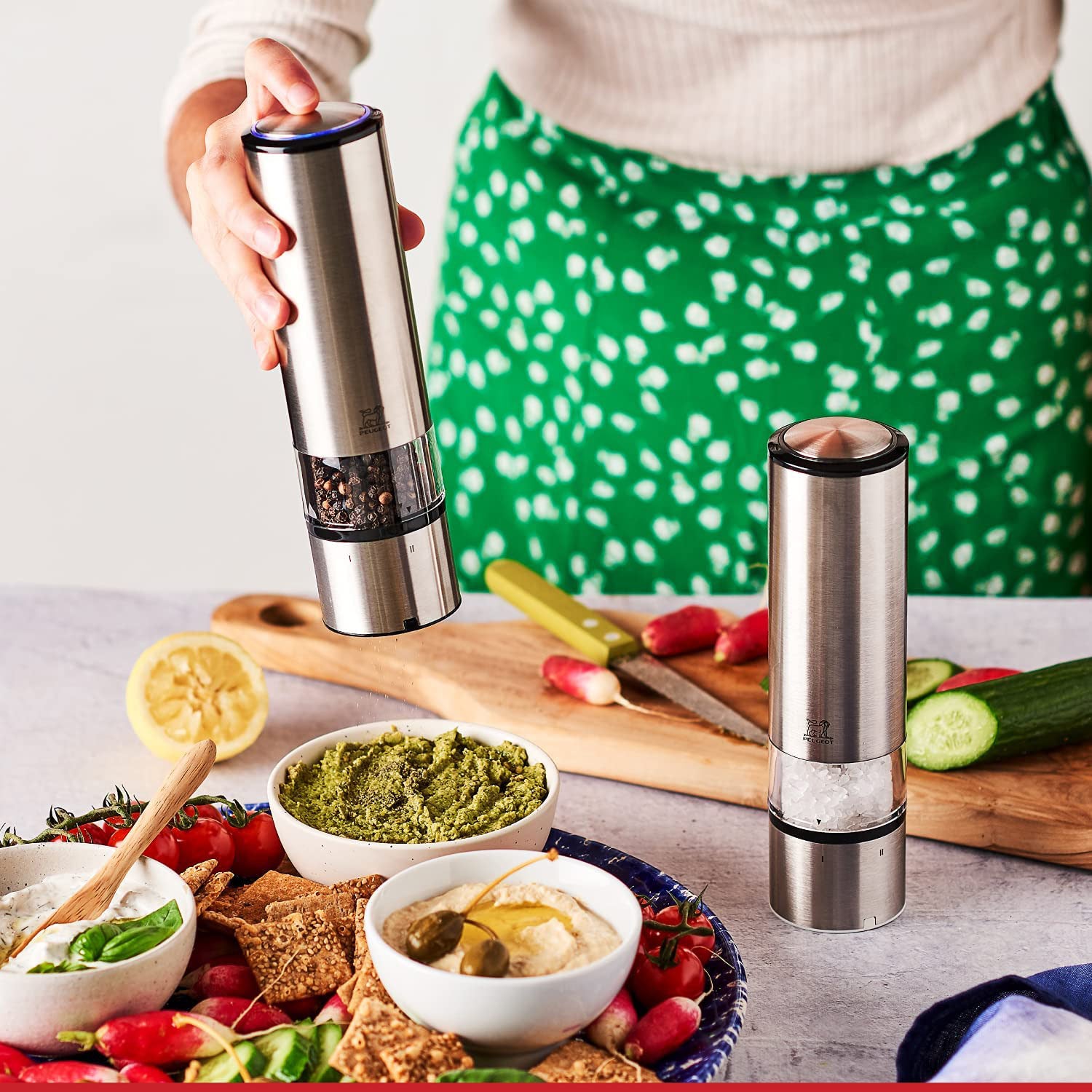 Peugeot Elis Sense U-Select Salt Mill 8-inch, Stainless/Acrylic