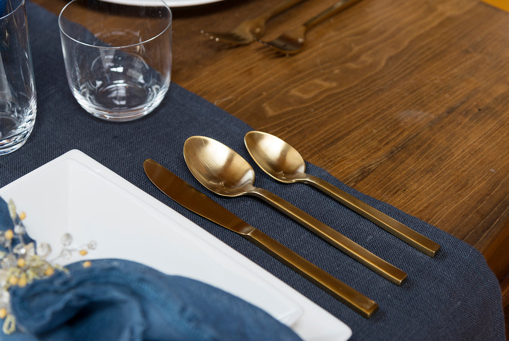 Fortessa Arezzo 2 Piece Serving Set, Boxed, Brushed Gold
