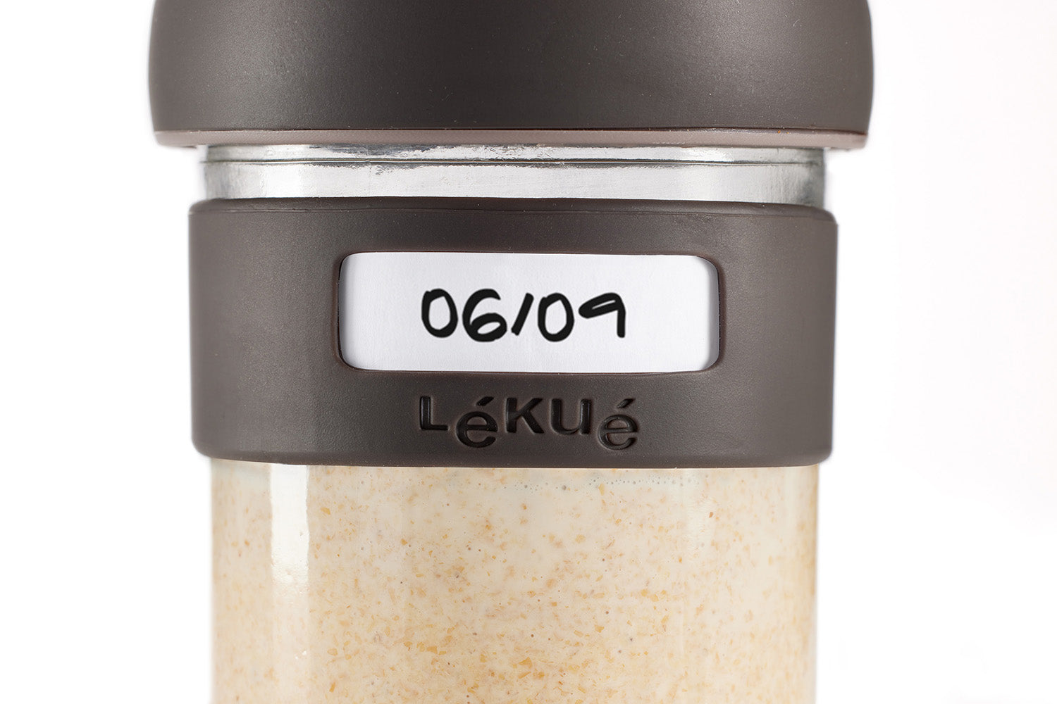 Lekue Sourdough Starter Set with 2 Jars and Silicone Spatula, Brown