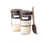 Lekue Sourdough Starter Set with 2 Jars and Silicone Spatula, Brown