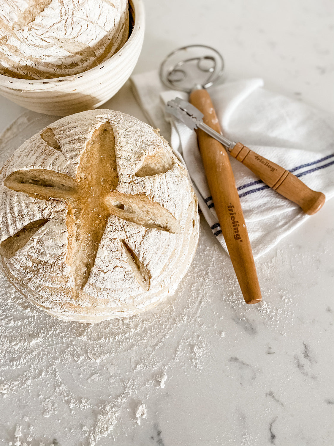 Frieling Wood and Stainless Batter and Dough Whisk for Mixing Bread Dough, 13-Inch, Natural