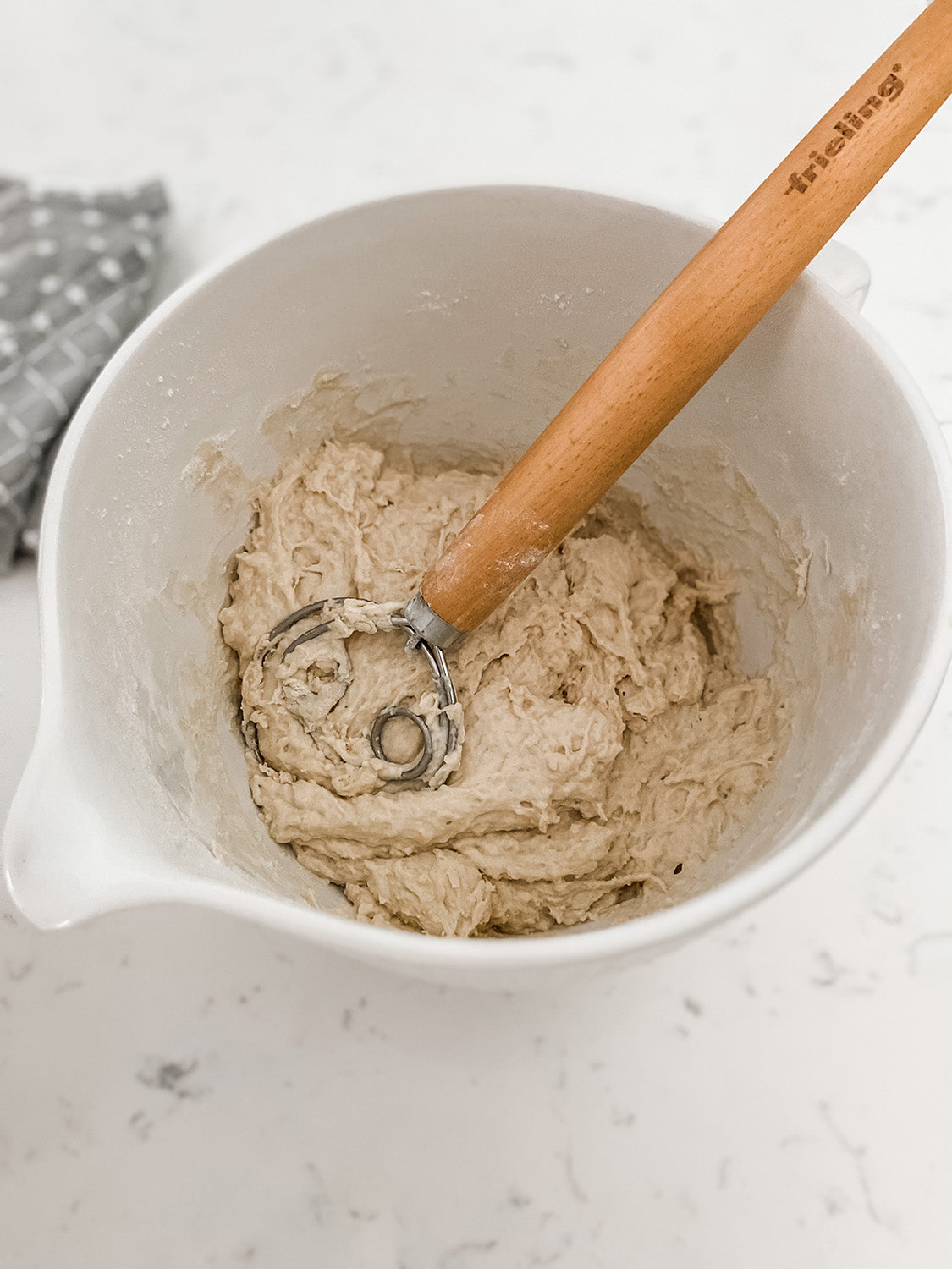 Frieling Wood and Stainless Batter and Dough Whisk for Mixing Bread Dough, 13-Inch, Natural