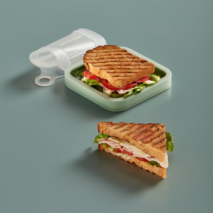 Lekue Reusable Sandwich & Baguette Case, Platinum Silicone, Air Tight, Sandwich