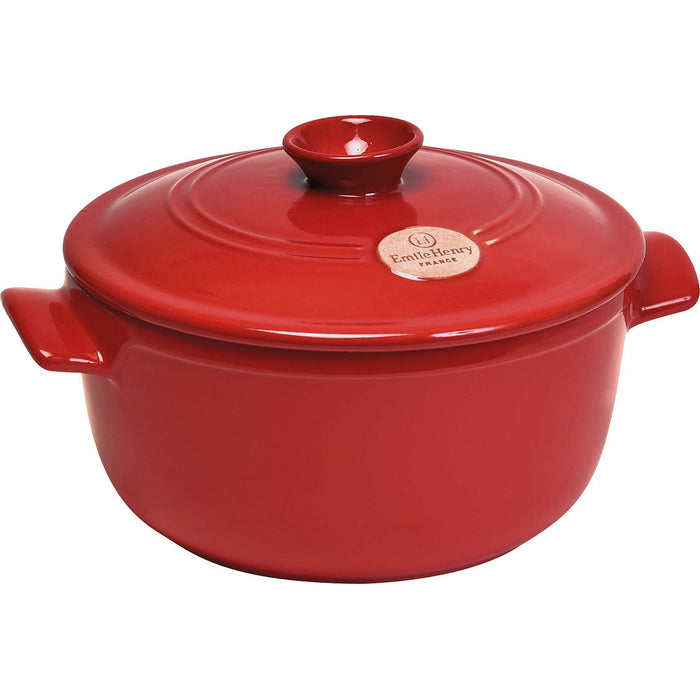 Emile Henry Flame Round Stewpot Dutch Oven, 2.6 Quart, Red