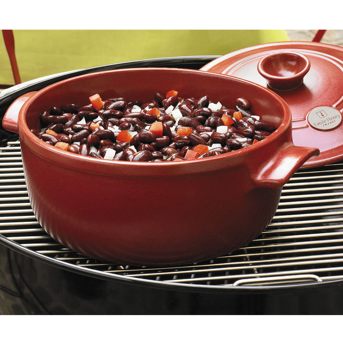 Emile Henry Flame Round Stewpot Dutch Oven, 5.5 Quart, Red