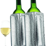 Vacu Vin Rapid Ice Active Cooler Wine Bottle Chilling Sleeve Set of 2, Silver