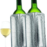 Vacu Vin Rapid Ice Active Cooler Wine Bottle Chilling Sleeve Set of 2, Silver