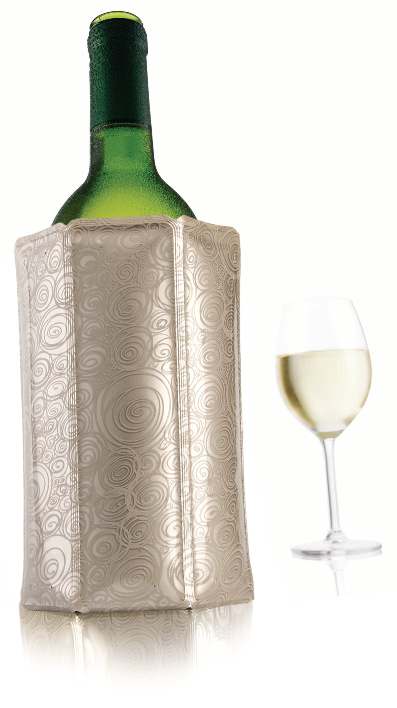 Vacu Vin Rapid Ice Active Cooler Wine Bottle Chilling Sleeve, Platinum