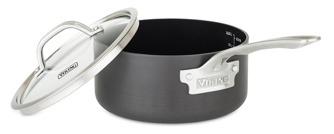 Viking Hard Anodized Nonstick 3 Quart Saucepan with Lid, Black