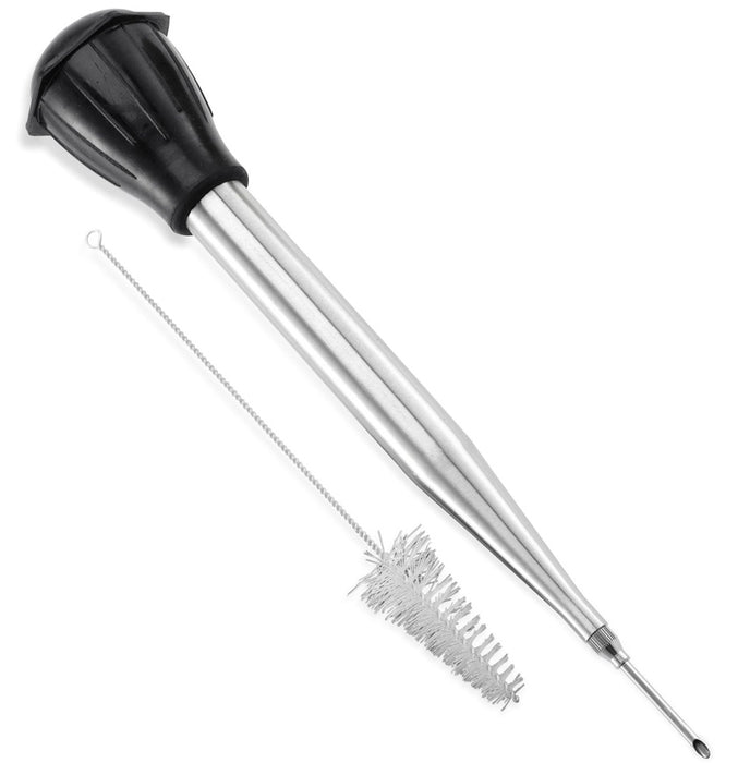 Stainless Steel Turkey & Poultry Baster Set w/ Injector & Brush