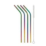 HIC Reusable Rainbow Drinking Straws, Set of 4