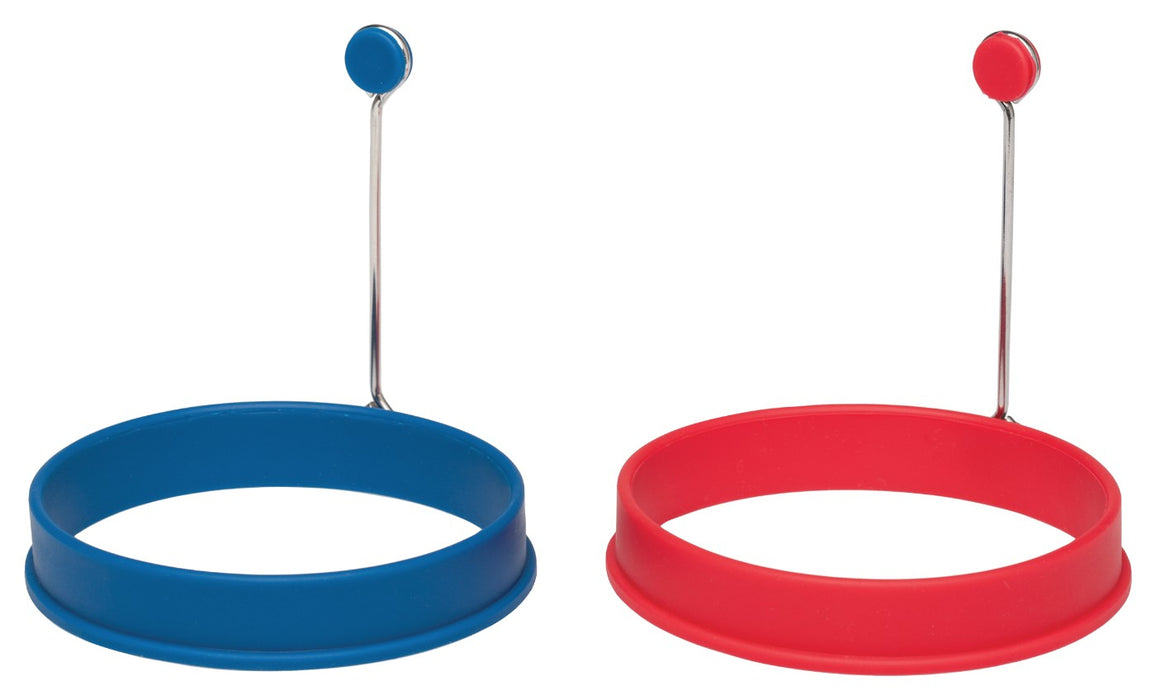 HIC 4-Inch Nonstick Silicone Round Egg Rings, Set of 2, Blue/Red