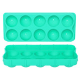 HIC Silicone Cannonball Sphere Whiskey Ice Ball Mold Tray Set Of 2, Vintage Blue
