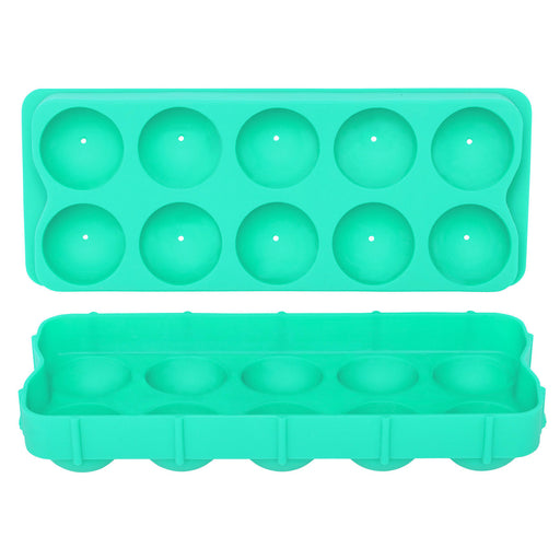 HIC Silicone Cannonball Sphere Whiskey Ice Ball Mold Tray Set Of 2, Vintage Blue