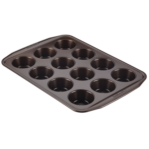 Circulon Symmetry Nonstick Bakeware 12-Cup Muffin Pan, Chocolate Brown