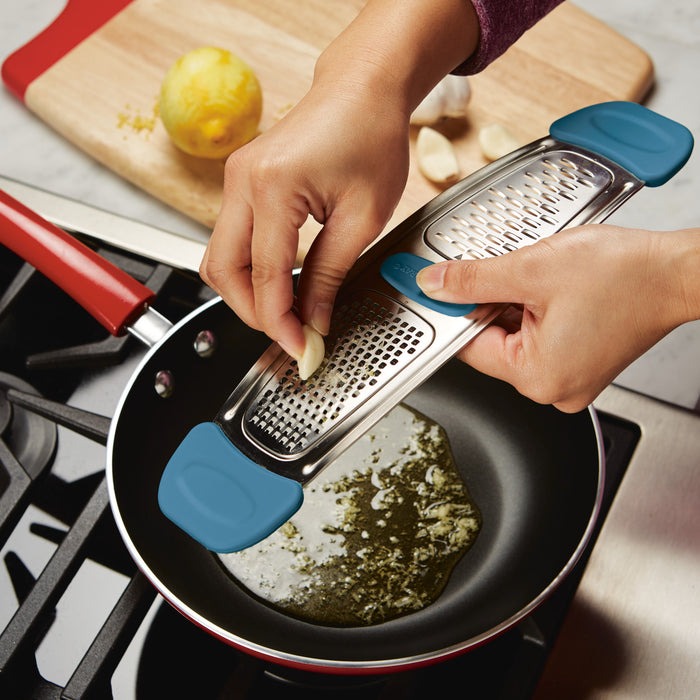 Rachael Ray Stainless Steel Multi-Grater with Silicone Handles, Marine Blue