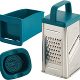 Rachael Ray Tools and Gadgets Stainless Steel Box Grater, Teal Blue