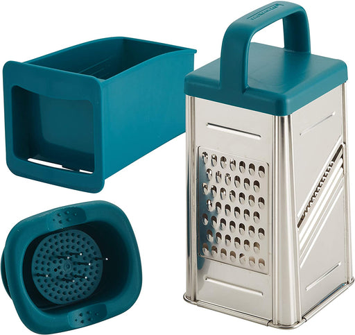 Rachael Ray Tools and Gadgets Stainless Steel Box Grater, Teal Blue