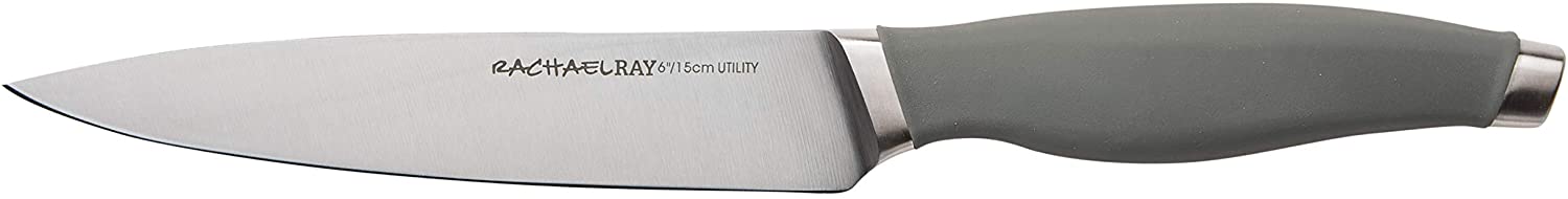 Rachael Ray 6-Inch Utility Knife and 5-Inch Serrated Utility Knife Set, Gray