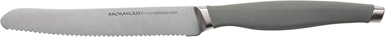 Rachael Ray 6-Inch Utility Knife and 5-Inch Serrated Utility Knife Set, Gray
