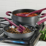 Rachael Ray Tools and Gadgets Lazy Crush & Chop, Flexi Turner, and Scraping Spoon Set, 3-Piece, Burgundy