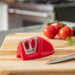 Kitchen IQ Edge Grip 2-Stage Knife Sharpener, Red