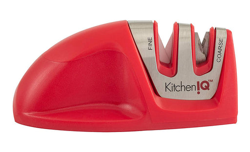 Kitchen IQ Edge Grip 2-Stage Knife Sharpener, Red