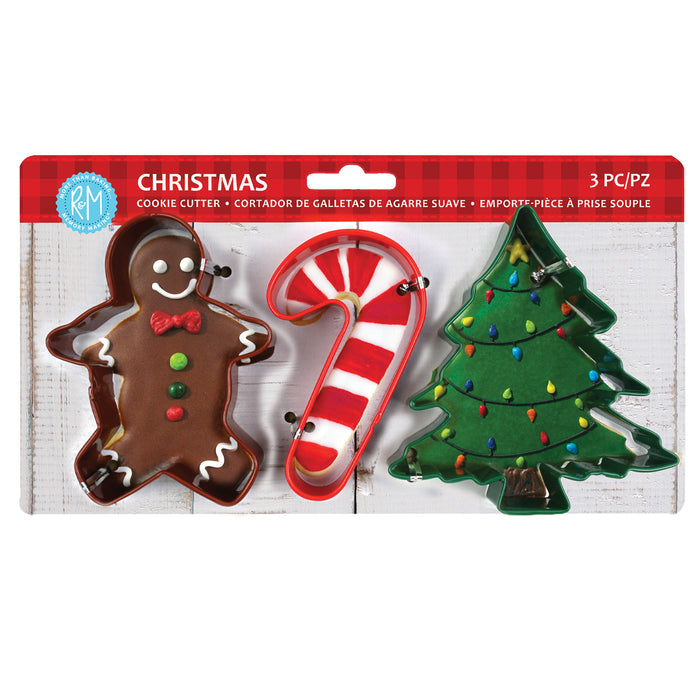 R&M International Color Christmas 3 Piece Cookie Cutter Set
