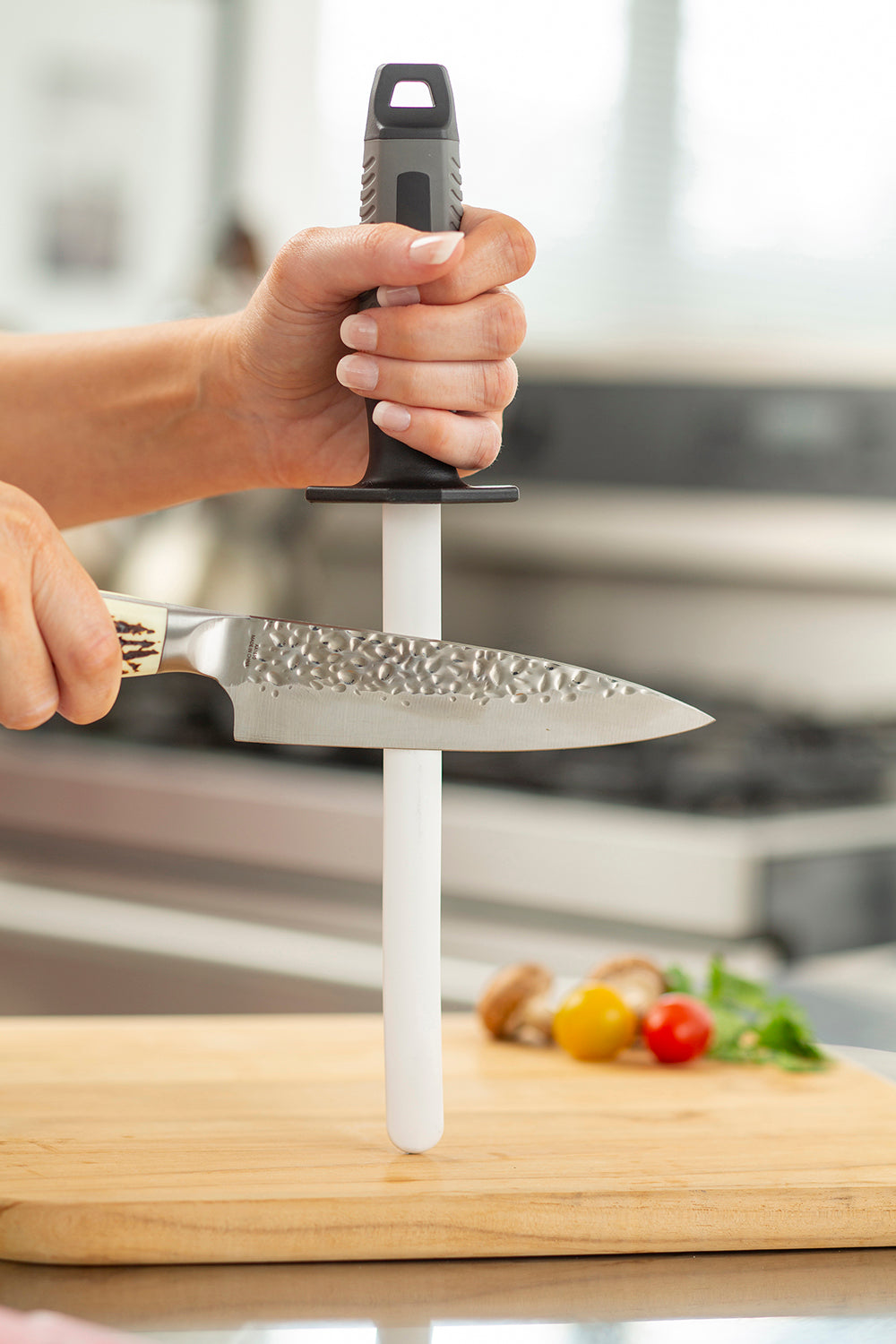 Kitchen IQ 8-Inch Oval Ceramic Rod Knife Sharpener