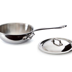 Mauviel M'Cook 2.1 qt. Stainless Steel Curved Splayed Saute Pan with Lid