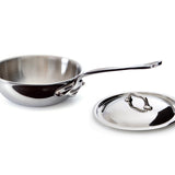 Mauviel M'Cook 2.1 qt. Stainless Steel Curved Splayed Saute Pan with Lid