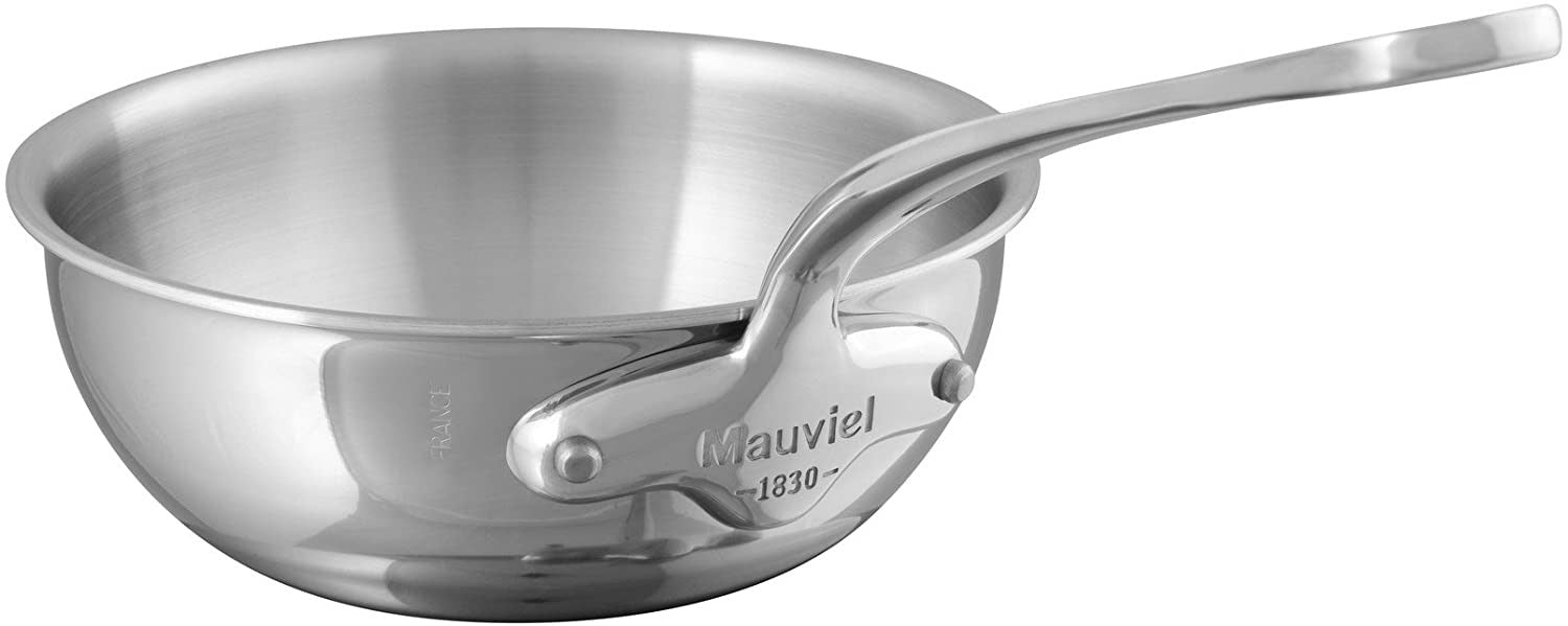 Mauviel M'Cook Stainless Steel Curved Splayed Saute Pan, 9.4 Inch