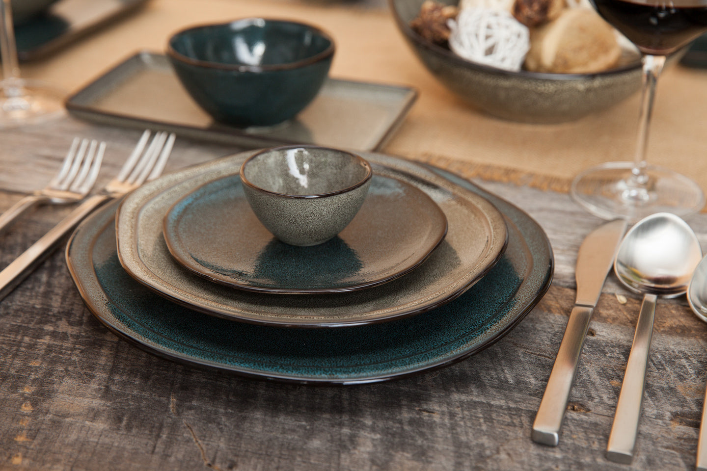 D&V Ston Porcelain Dinnerware Salad Plate, 8-Inch, Set of 6