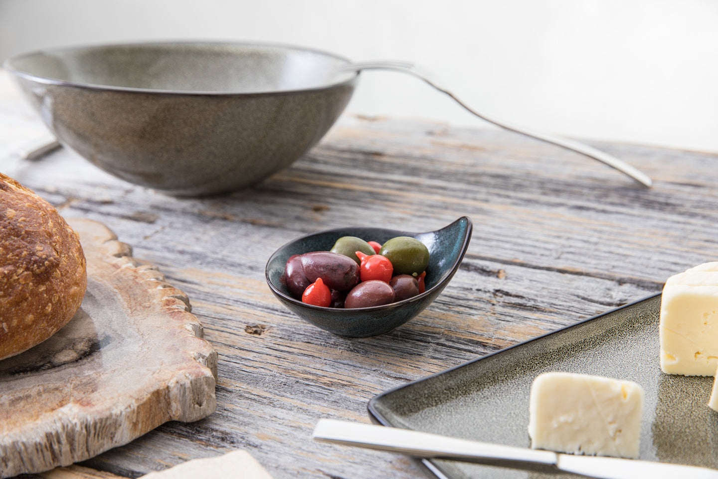 D&V Ston Porcelain Dinnerware Salad Plate, 8-Inch, Set of 6, Mist