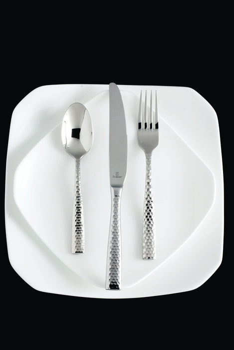 Fortessa Lucca Flatware Set, 5-Piece, Faceted Stainless