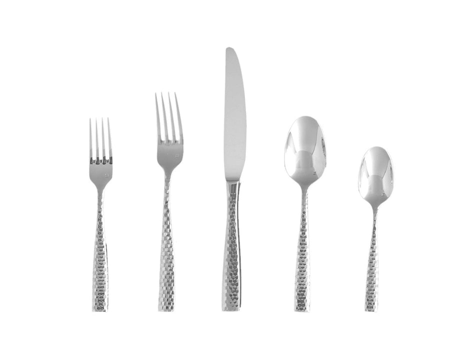 Fortessa Lucca Flatware Set, 5-Piece, Faceted Stainless