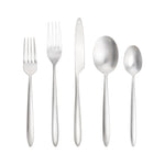 Fortessa Velo Brushed Flatware Set, 5 Piece, Brushed Stainless